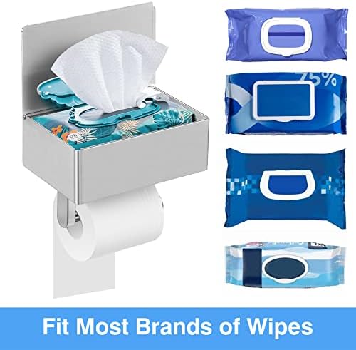 BARIKUEO Stainless Steel Toilet Paper Holder with Wet Wipes LargeBrushed Nickel