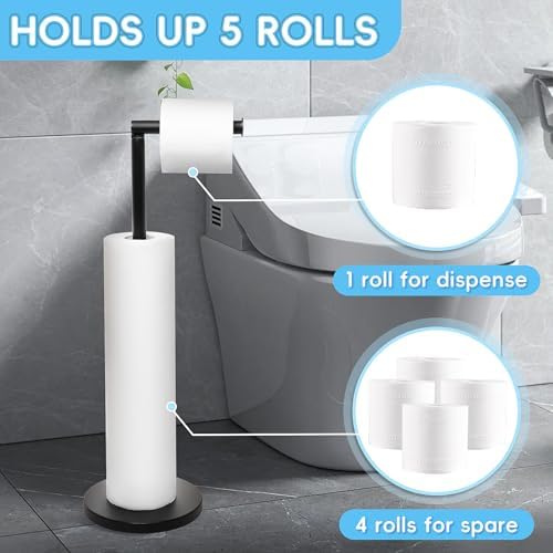 HABYMOKE Space-Saving Jumbo Toilet Paper Holder with Matte Black_finish