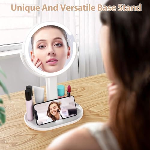 8-inch Lighted Makeup Mirror with Rechargeable LED Lights for Women
