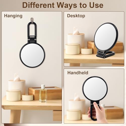 BOOMIBOO 10X Magnifying Handheld Mirror with Dual-Sided Design