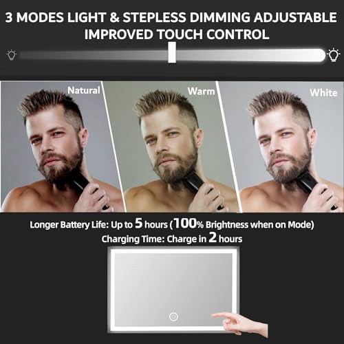 Vanexiss Rechargeable 3-Way Glass Mirror for Hair Shaving Styling