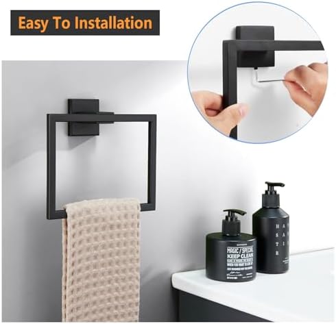 2-Piece Matte Black Stainless Steel Towel Ring for Bathroom