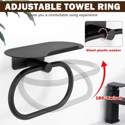 Siyzda Hand Towel Ring with Shelf