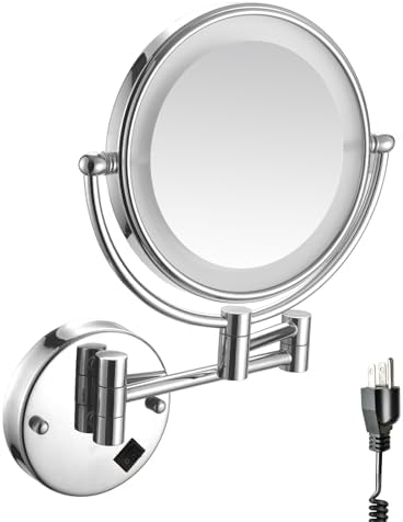 8 Wall-Mounted Makeup Mirror with LED 360 Swivel