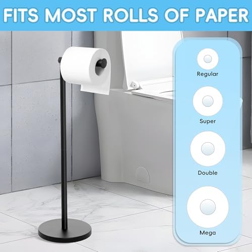 HABYMOKE Space-Saving Jumbo Toilet Paper Holder with Matte Black_finish