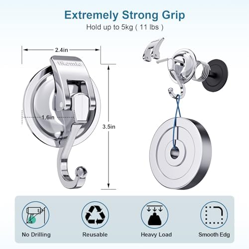 iRomic Heavy Duty Vacuum Suction Cup Hooks 2Pack