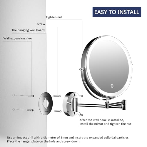 10-Inch Wall-Mounted Makeup Mirror with Dual Lighting