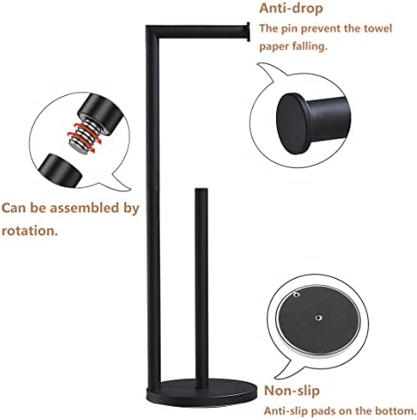 Matte Black Stainless Steel Toilet Paper Holder Easy to Install Durable