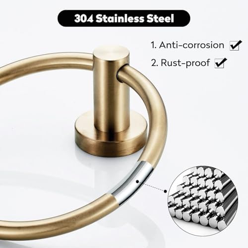 BATHSIR Gold Towel Holder Brass Towel Ring