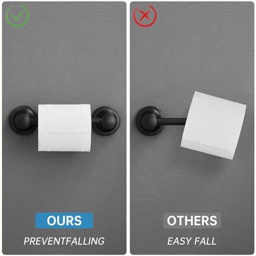 RUMOSE 2-Pack Toilet Paper Holder Towel Ring Matte Black Flexible Balance