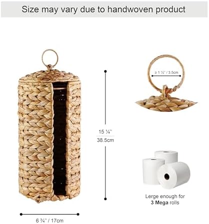 Stylish Wicker Toilet Paper Holder for 3 Roll Storage