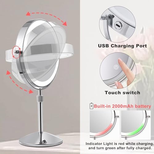 Adjustable 10X Makeup Vanity Mirror with Lights