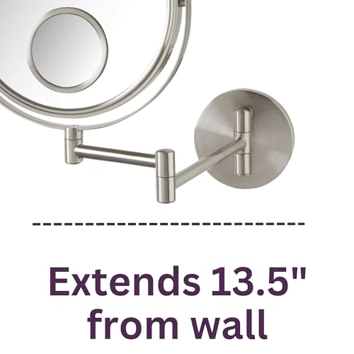 Jerdon Swivel Wall Mount Mirror - 10X 15X Magnification - Nickel Finish