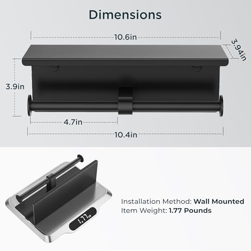 FORIOUS Double Toilet Paper Holder with Shelf