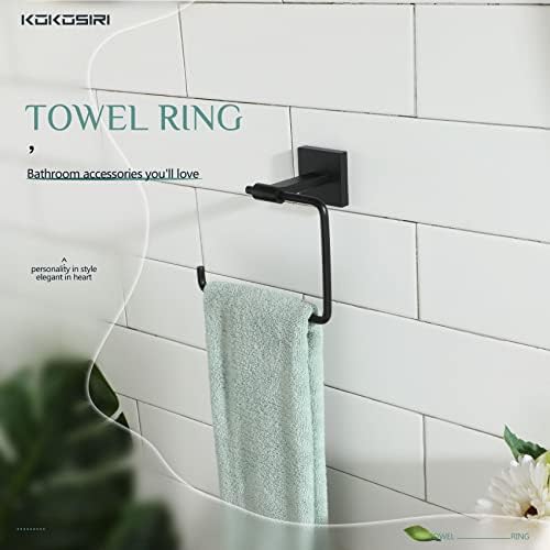 Kokosiri Bath Towel Ring Wall Mounted Stainless Steel Matte Black B3007BK