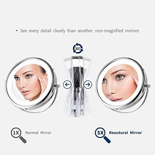 6-inch LED makeup mirror with 360 swivel