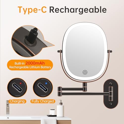 Rechargeable Wall Mounted Makeup Mirror