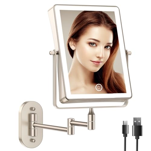 FASCINATE Rechargeable Wall-Mounted Makeup Mirror 10-incher 10X Magnification