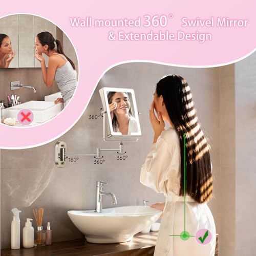 FASCINATE Rechargeable Wall-Mounted Makeup Mirror 10-incher 10X Magnification
