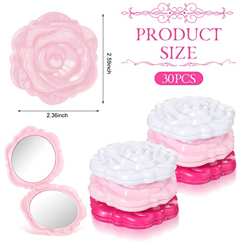 30 Pcs Compact Pink Rose Mirrors Travel Wedding Party Favors