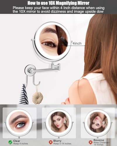 TOLOYE Wall Mounted Makeup Mirror