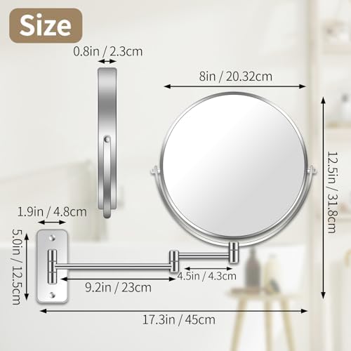 7X Magnifying Wall Mirror - 360 Swivel for Makes Shave