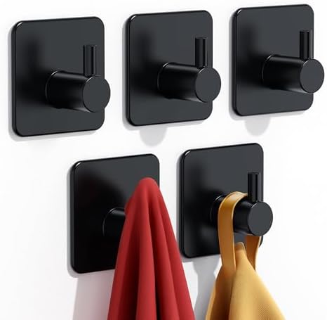 Heavy Duty Stainless Steel Adhesive Hooks 5 Pack