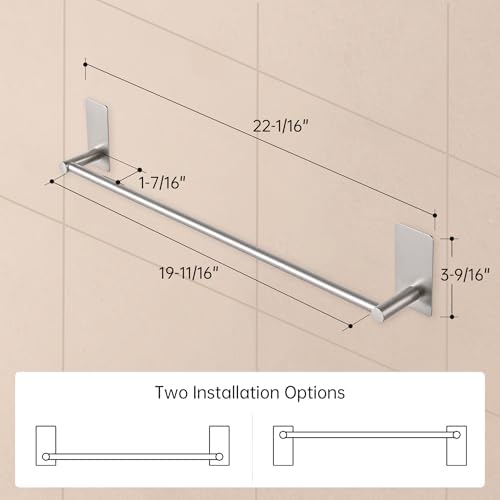 KES Adhesive Towel Bar 20-Inch - Rustproof Steel Surface Mount in Brushed Finish