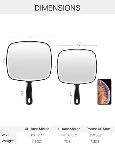 OMIRO Hand Mirror - Extra Large Black 3-Piece Set