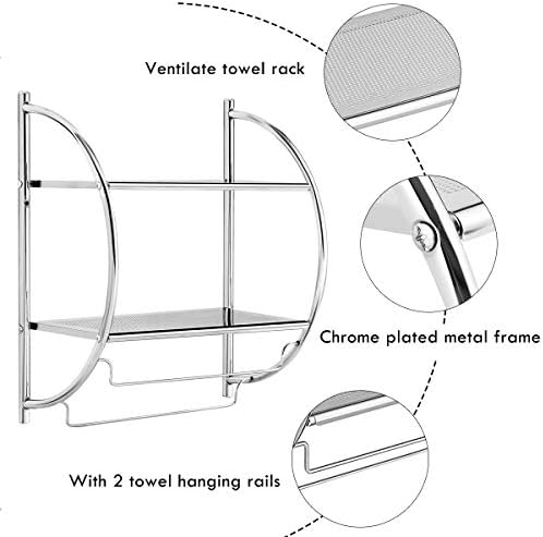 Tangkula Wall-Mounted 2-Tier Chrome-Plated Bathroom Laundry Room Shelf