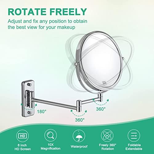Magnifying Beauty Mirror - Double-Sided Wall-Mounted Folding Vanity Mirror