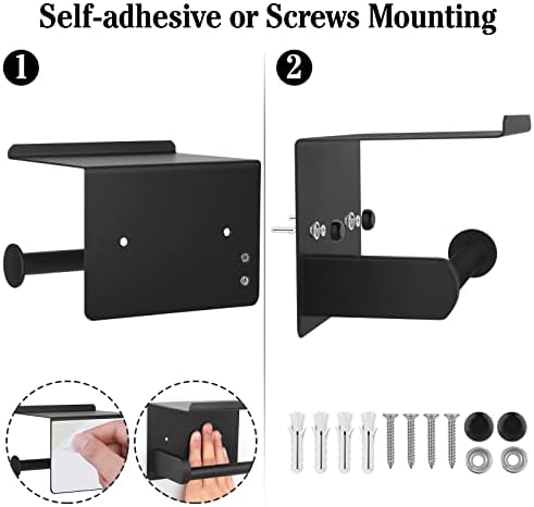 Matte Black Toilet Paper Holder with Storage Shelf
