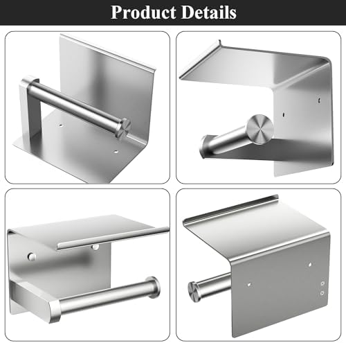 Tindbea Stainless Steel Toilet Paper Holder with Phone Shelf