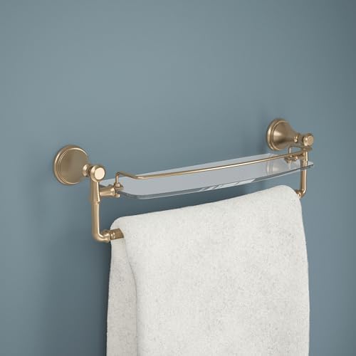 Stylish 18-inch Glass Shelf with Towel Bar for Your Bathroom