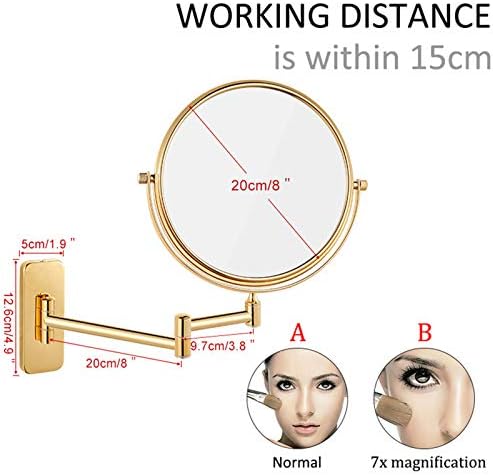Wall Mounted Makeup Mirror 10X Magnification Gold