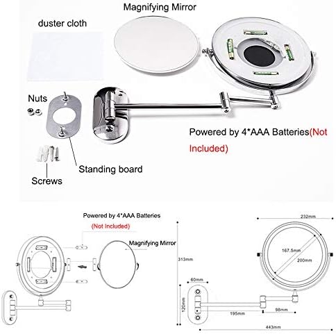 Zadiko 8-Inch Double-Sided Makeup Mirror with Lights and Rotation