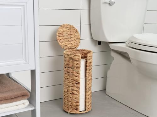 StorageWorks Water Hyacinth Toilet Paper Holder Stand - 3 Rolls
