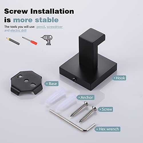 Sturdy Matte Black Robe Hook for Bathroom More