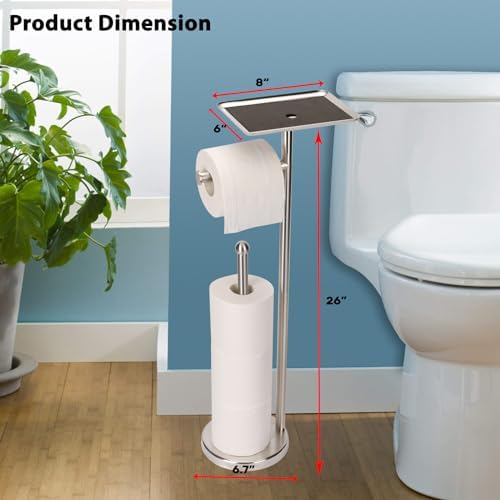 Sturdy Functional Toilet Paper Holder with Shelf tray for Easy Storage