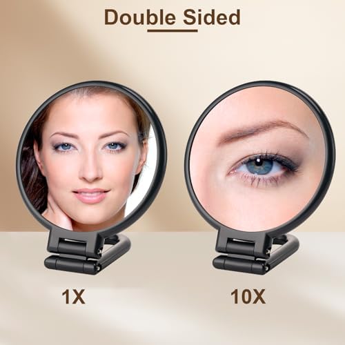 BOOMIBOO 10X Magnifying Handheld Mirror with Dual-Sided Design