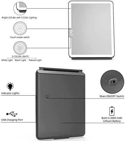 WEILY 72 LED Touch-Screen Folding Makeup Mirror