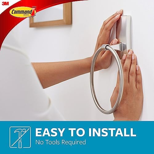 Command Hand Towel Holder SATIN NICKEL Water Resistant Rust Resistant