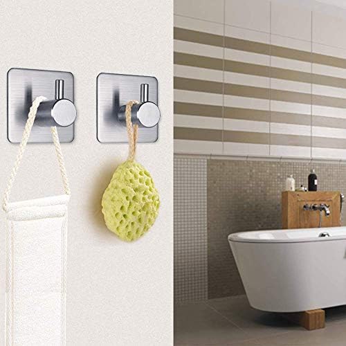 FOTYRIG 4-Piece Stainless Steel Towel Robe Hook No-Drill Wall Mount