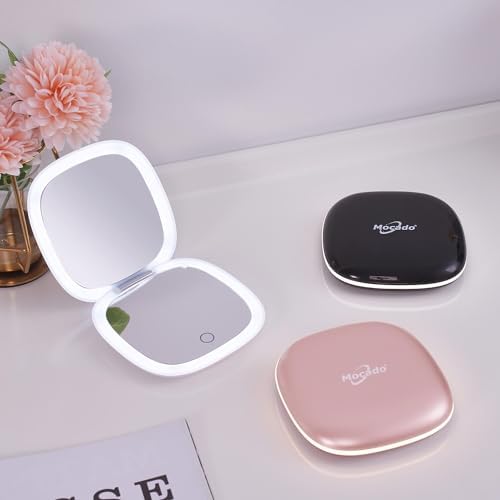 Compact LED Magnifying Mirror - 4 inches 1X10X Magnification Reusable Portable