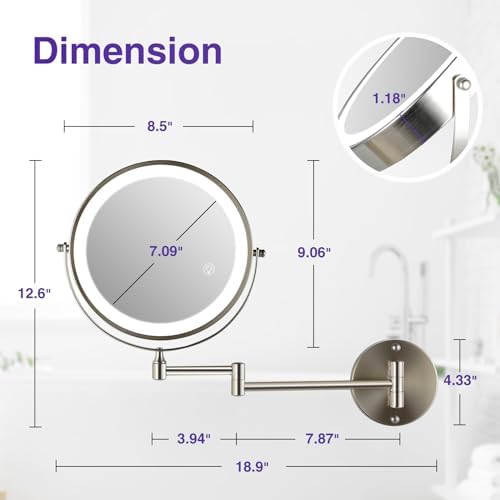GREENFROM Magnifying Mirror with Lights 1x15x