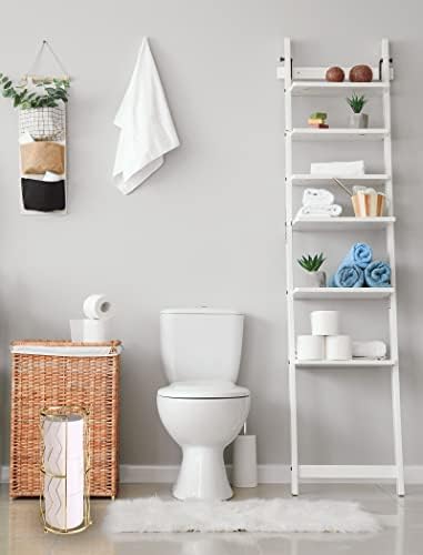 MegierFunctional Metal Standing Toilet Paper Holder for 3 Rolls Compact Rust-Resistant