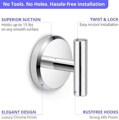 4-Pack Suction Cup Hangers for Bathroom Kitchen