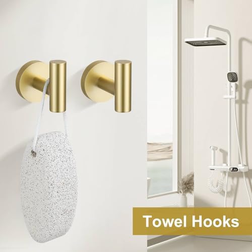 5-Piece Brushed Gold Round Towel Bar Set