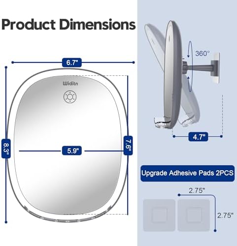 Adjustable LED Fog-Free Shaving Mirror for Bathroom