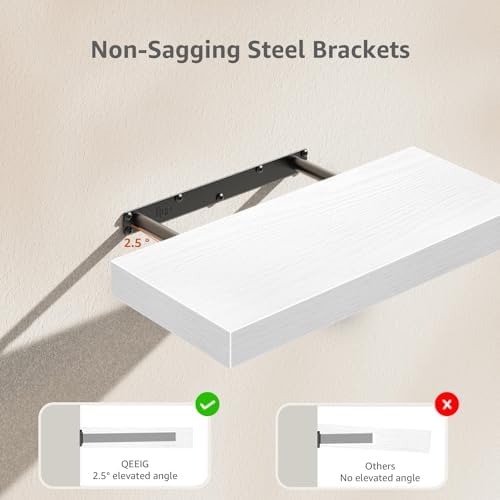 QEEIG White Bathroom Floating Shelves 2 pack